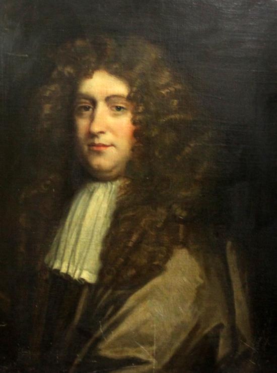 Late 17th century English School Portrait of a gentleman 29 x 23in.